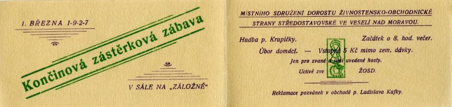Pozvánky ke kulturním akcím za 1.republiky